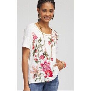 NWT Chico's Lily Top Blouse Linen Tee Coastal Grandma Resort Size XXL White